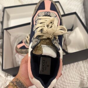 Gucci Pink and Navy Patterned Sneakers